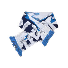 OEM Produce Customized Logo Printed White Cotton Football Scarf